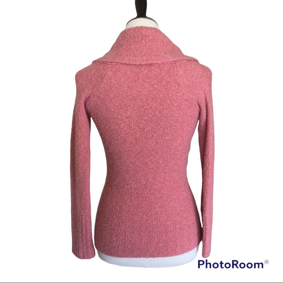 Pink Shawl Collar Cozy Nubby Textured Sweater - Picture 4 of 6